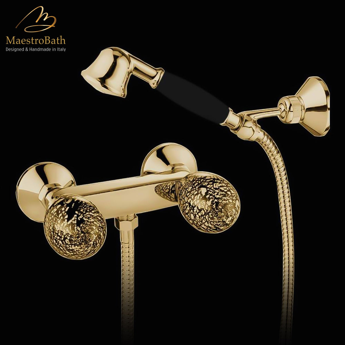 Brass tub filler, shown in polished gold, 5.9 inch by 2.5 inch by 5.1 inch, made of solid brass