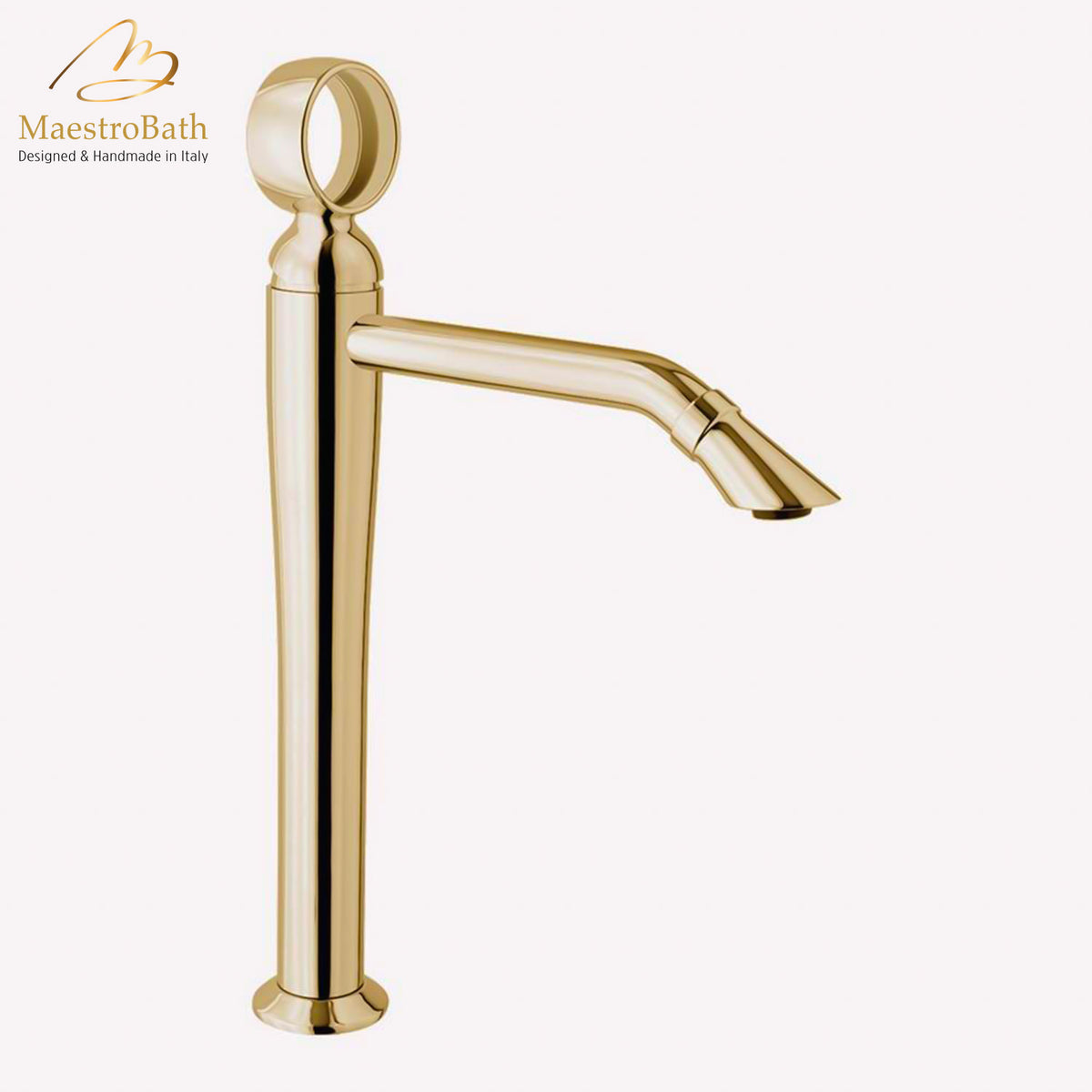 Deck mounted brass vessel sink faucet, shown in polished gold, 14.4 inch spout height and a 7.5 inch spout reach #color_polished gold