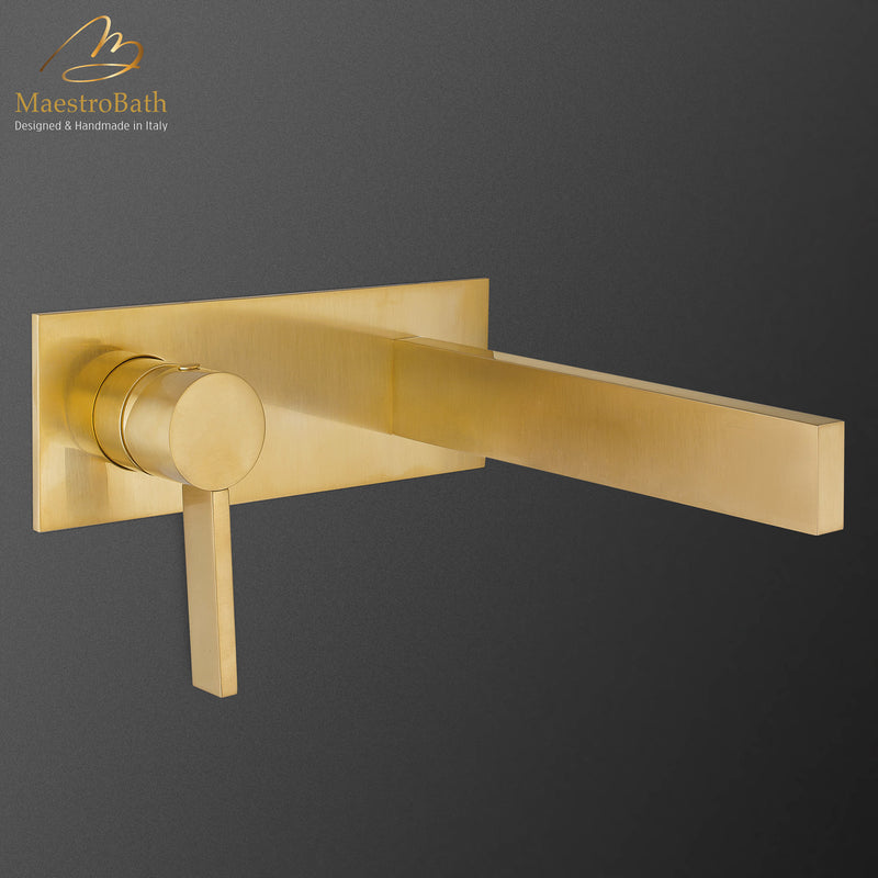 Luxury Wall Mount Bathroom Faucet Caso Brushed Gold