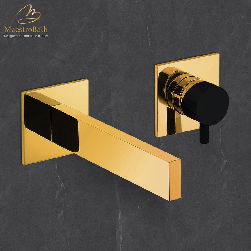 Ultra Modern Two Hole Bathroom Faucet | Polished Gold