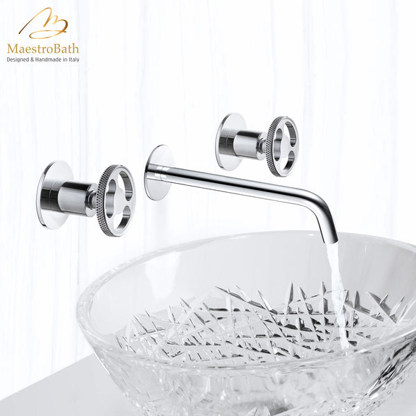 Country Luxury Wall-Mount Bathroom Faucet | Polished Chrome