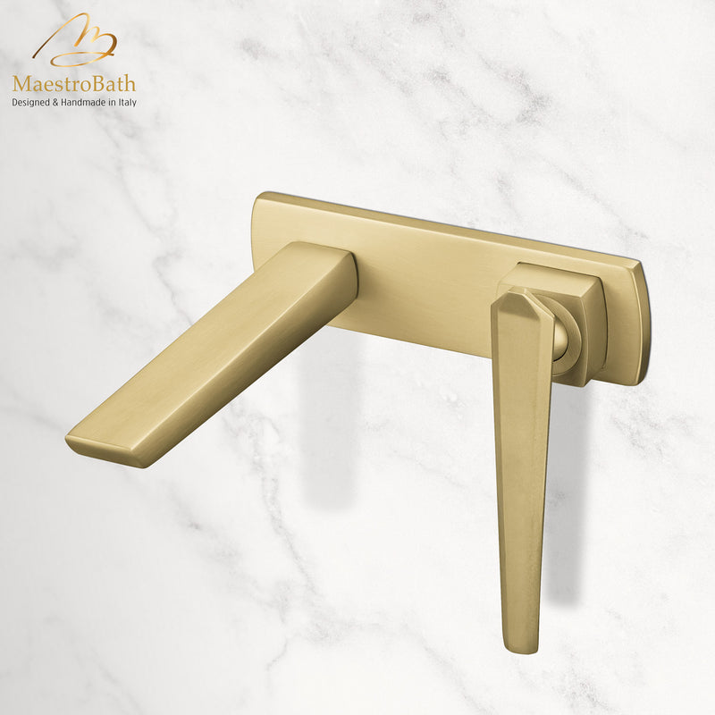 IKON Luxury Wall-Mount Bathroom Faucet | Brushed Gold