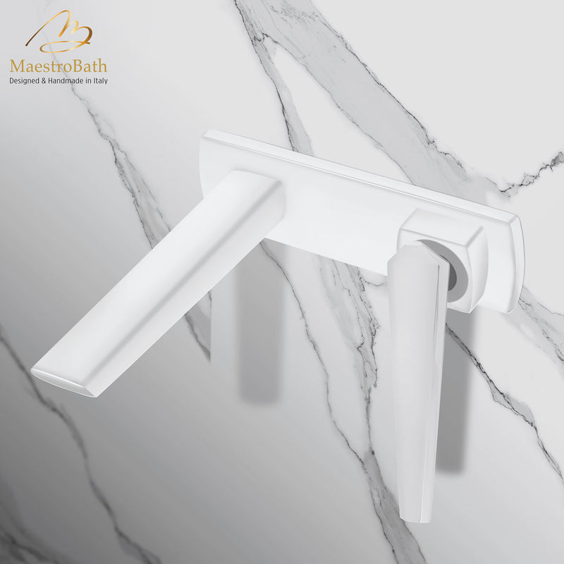 IKON Luxury Wall-Mount Bathroom Faucet | White