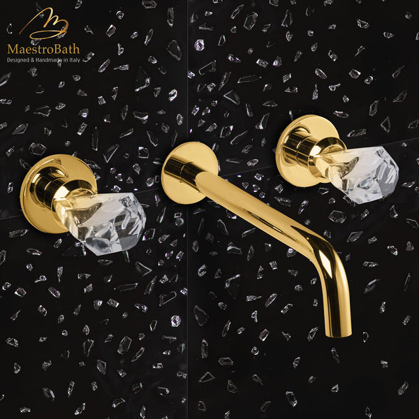 Lux Crystal Wall Mount Bathroom Faucet #color_polished gold