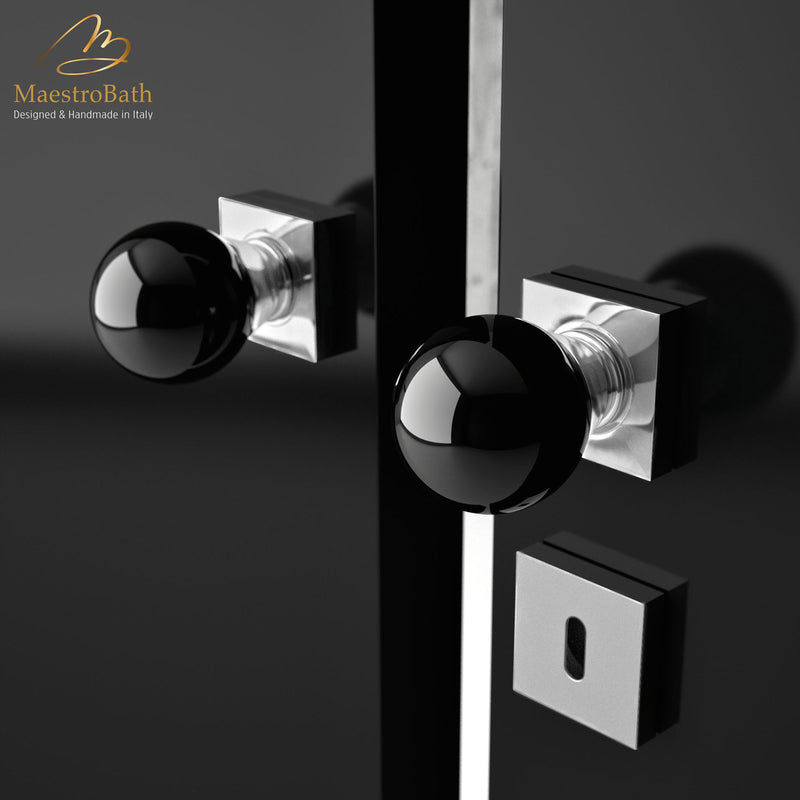 ASTRO Crystal Door Handle | Black/Chrome