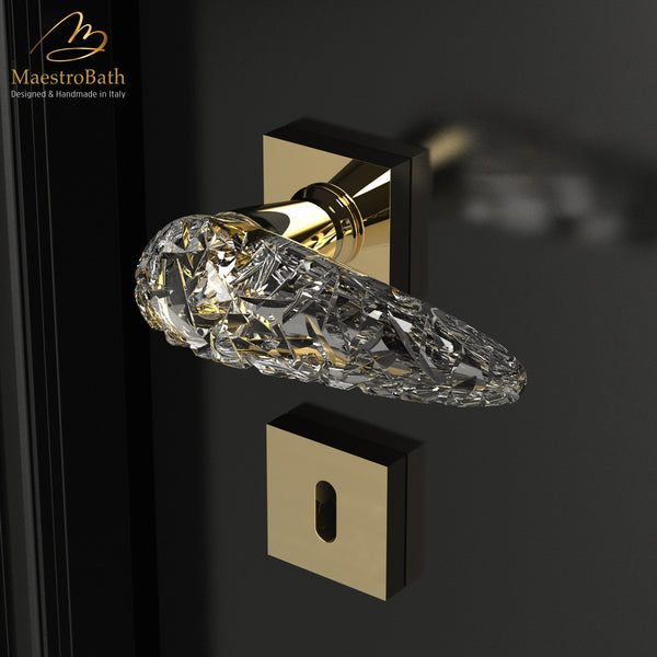 Designer Crystal Door Handle | Gold