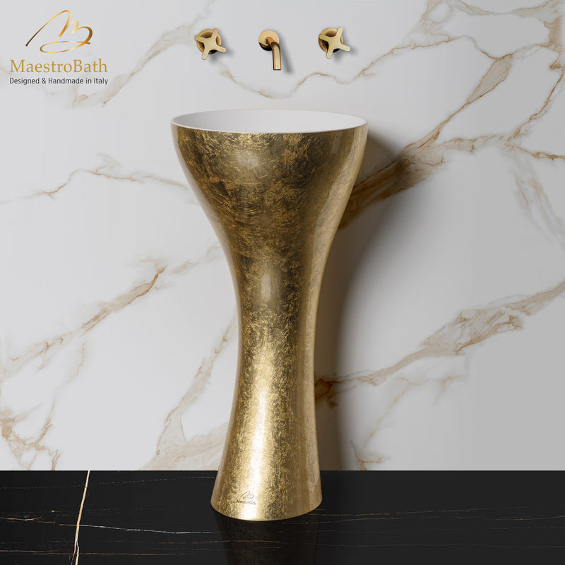Swan Luxury Pedestal Sink | Gold Leaf