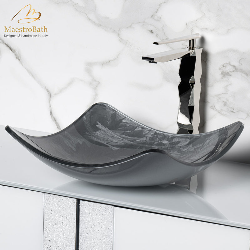 Kara Luxury Vessel Sink | Brushed Silver