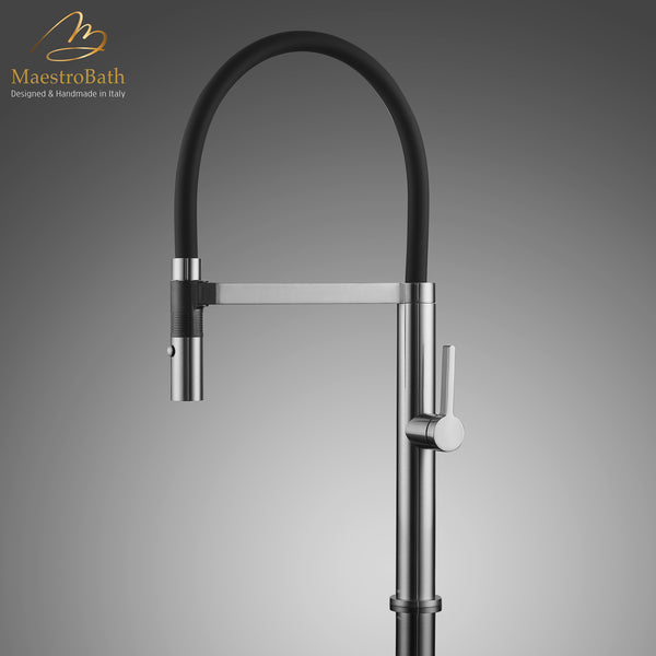 CURVA Modern Kitchen Faucet With 2 Jets | Chrome
