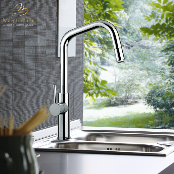 MITU DQ CHROME | Modern Kitchen Faucet With Pull Out Mono Shower