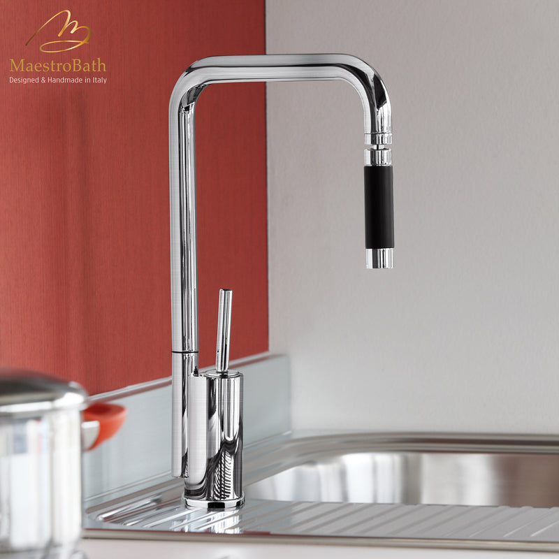 Bend Snake Brushed Nickel | Modern Kitchen Faucet with Orientable Head