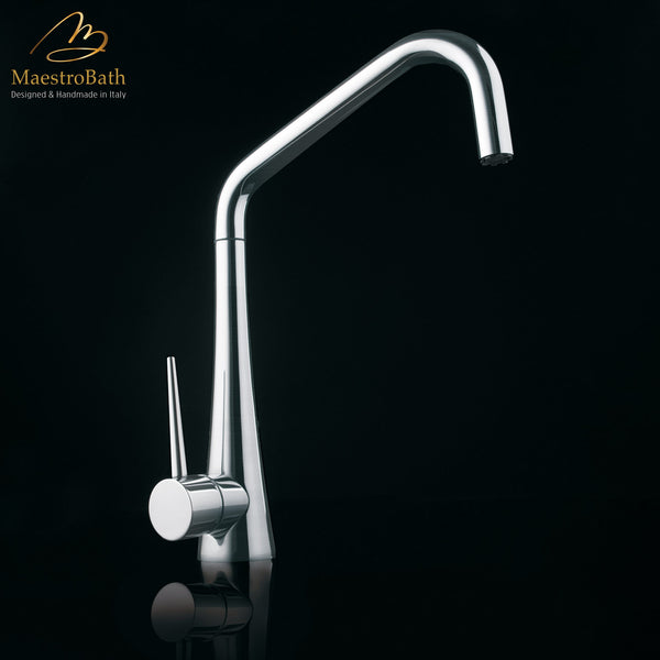 TINK D Brushed Nickel Modern Kitchen Faucet | Pull Out Dual Shower