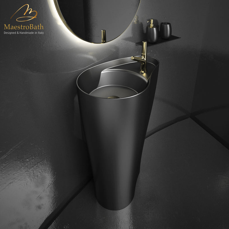 SEI Contemporary Pedestal Sink | Black