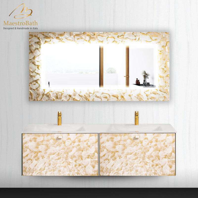 Artistic Luxury Mirror | White and Gold