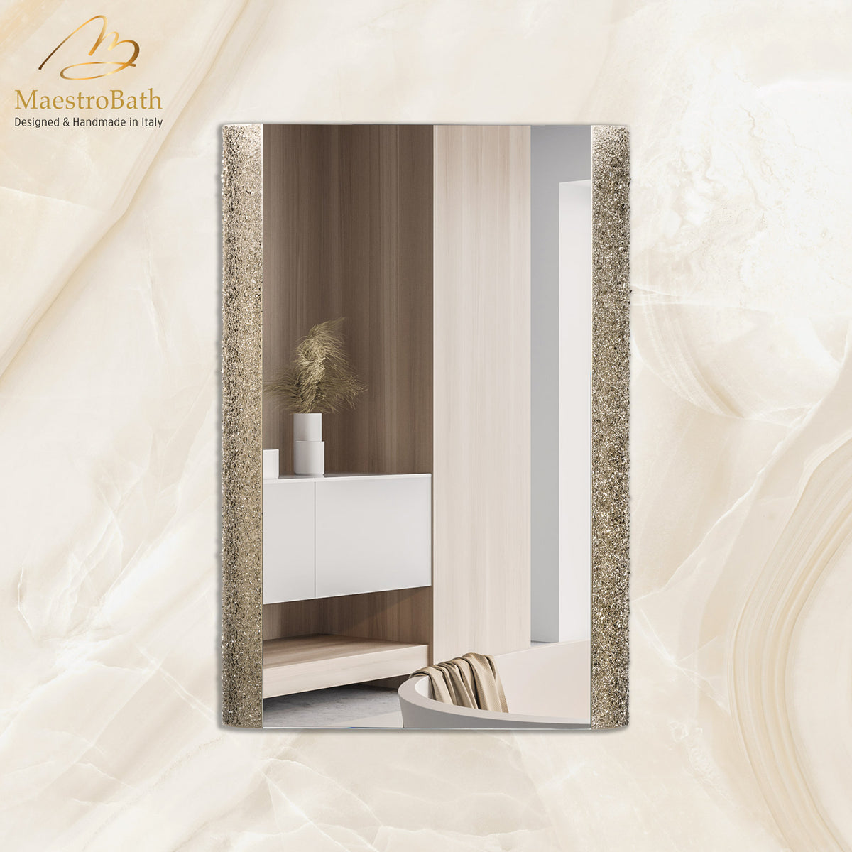 Wall mounted Murano crystal bathroom vanity mirror, 31.4 inch wide by 39.3 inch high #color_bronze