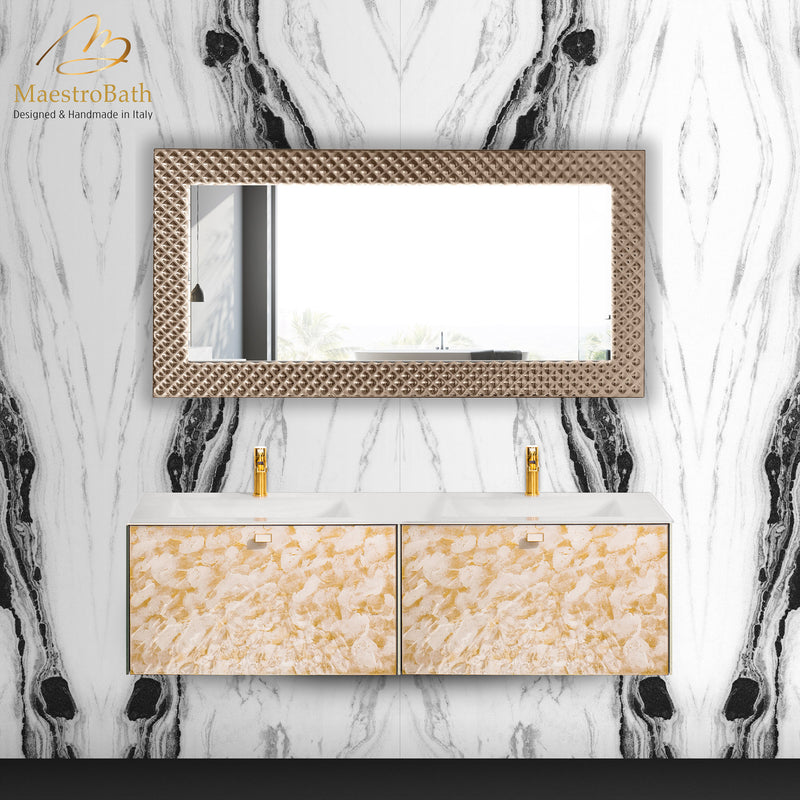 Lucent Luxury Crystal Double Vanity Mirror | Silver and Bronze