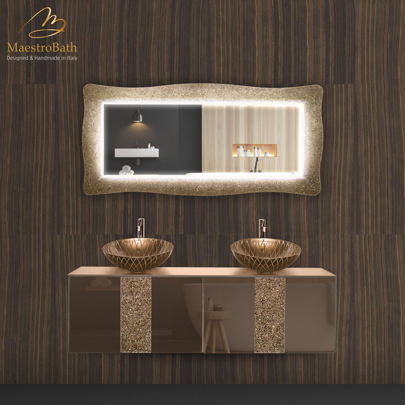 Lucent Luxury Crystal Double Vanity Mirror LED | Sand