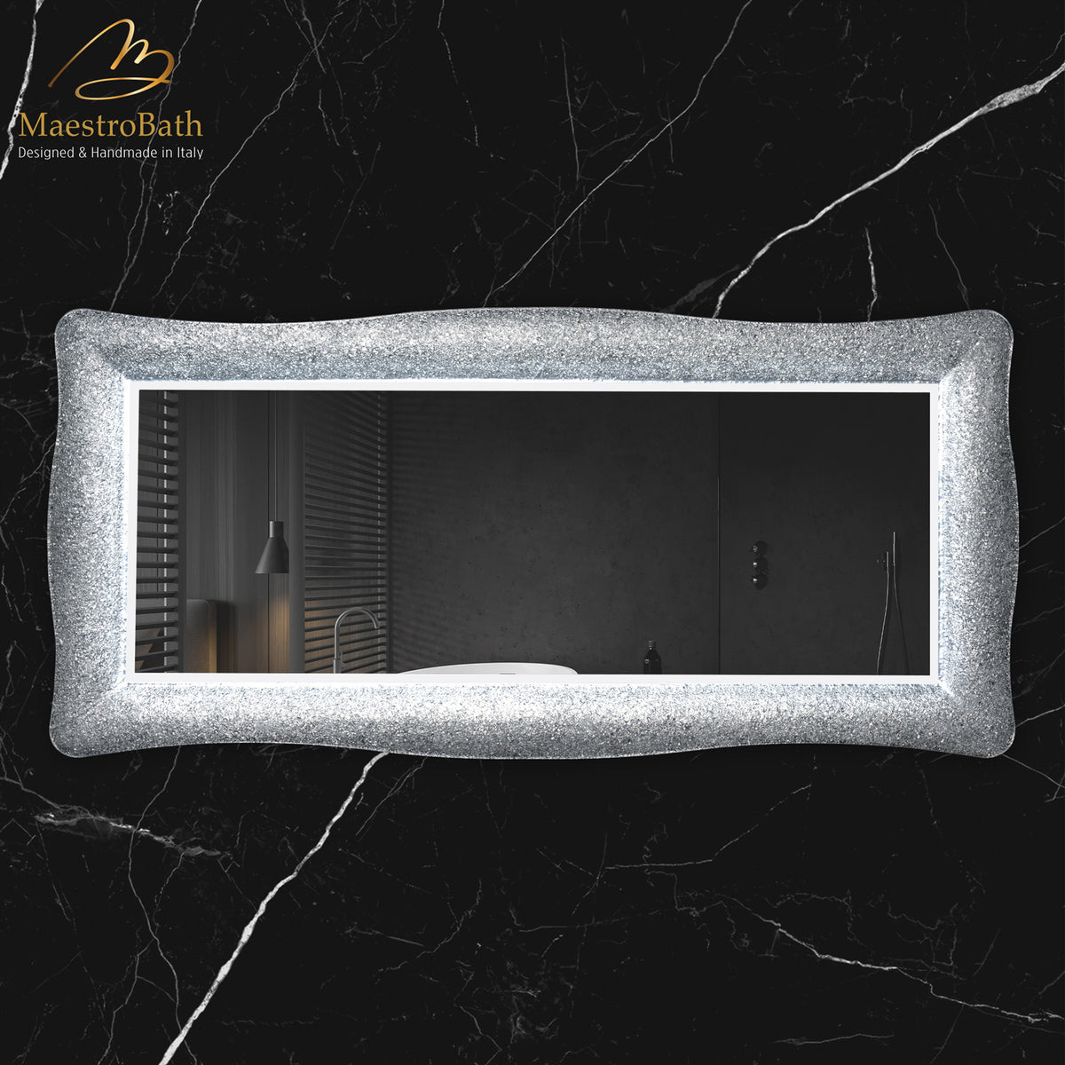 Lucent Luxury Crystal Double Vanity Mirror LED | Silver #color_silver