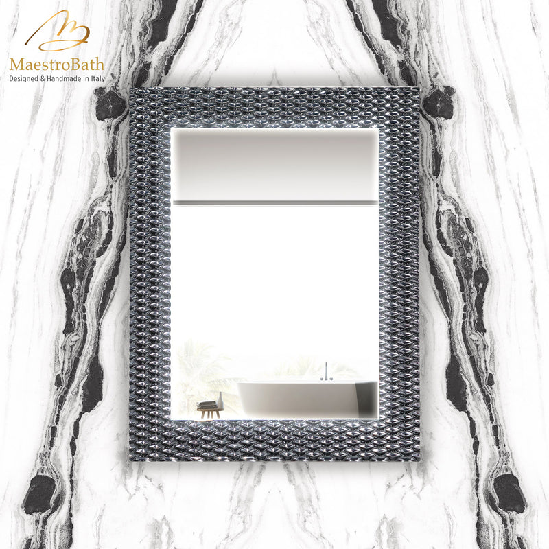 Lucent Luxury Crystal Single Vanity Mirror | Grey-Smoke Silver