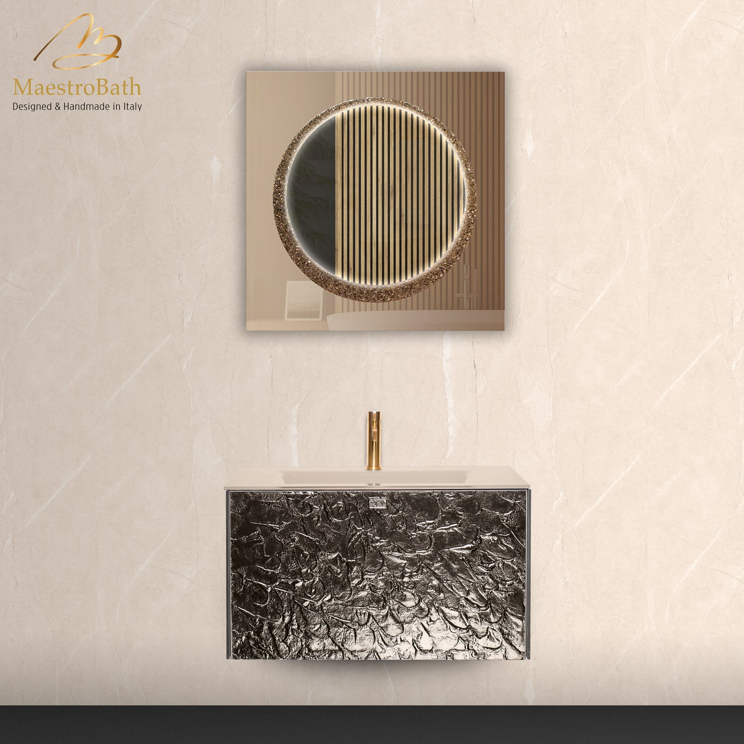 Luxury Murano Crystal Wallmount Bathroom Vanity #color_bronze