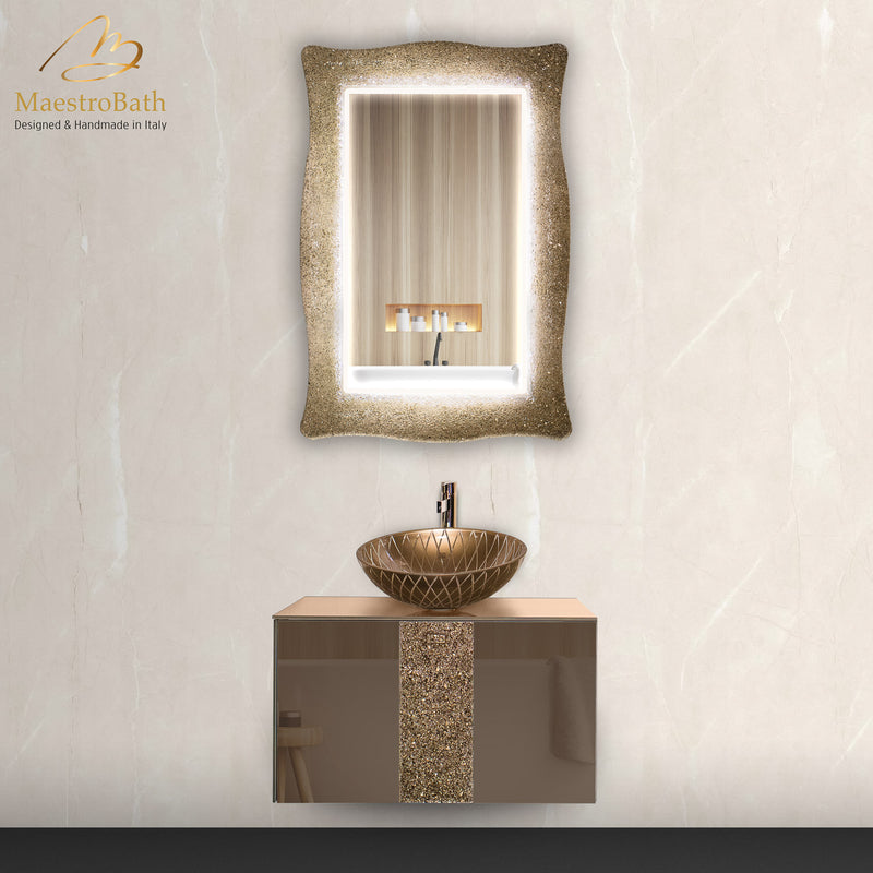 Luxury Crystal Glass Wallmount Bathroom Vanity