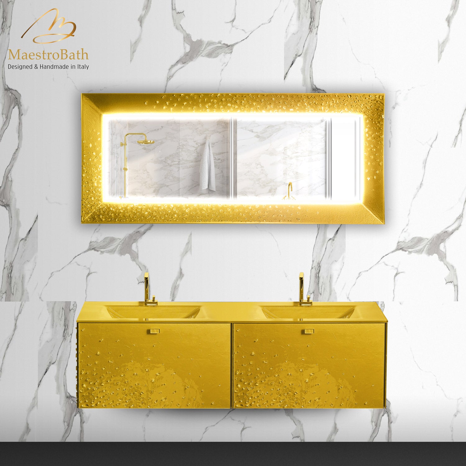 Murano Luxury Double Vanity Mirror | Gold #color_gold