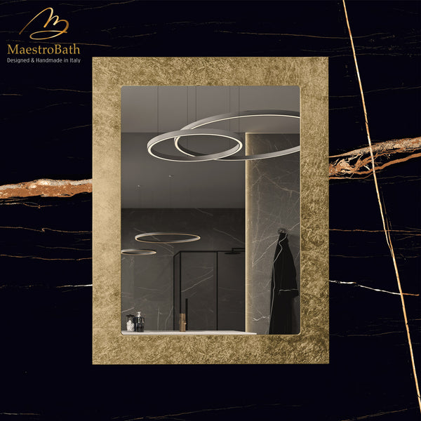 Luxury Rectangular Mirror | Gold Leaf