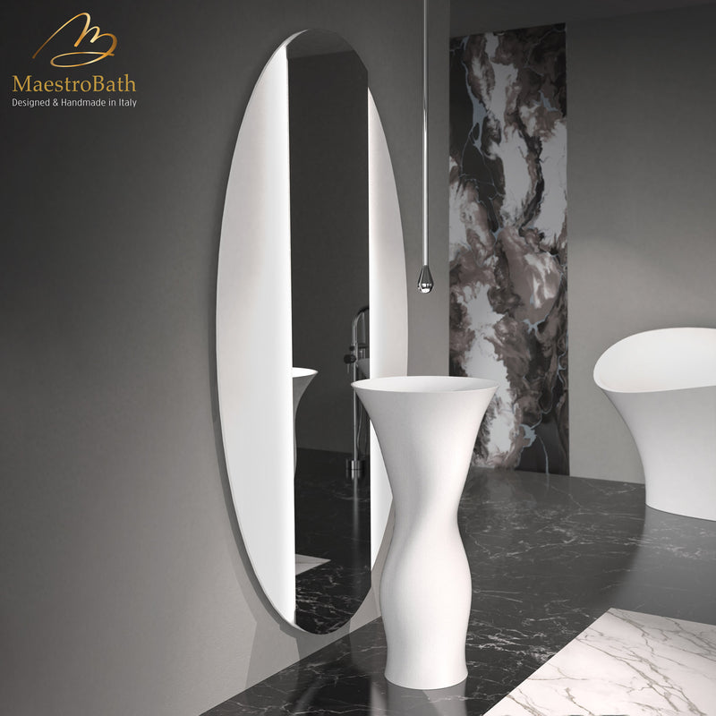 Ruffle Luxury LED Backlit Mirror | White