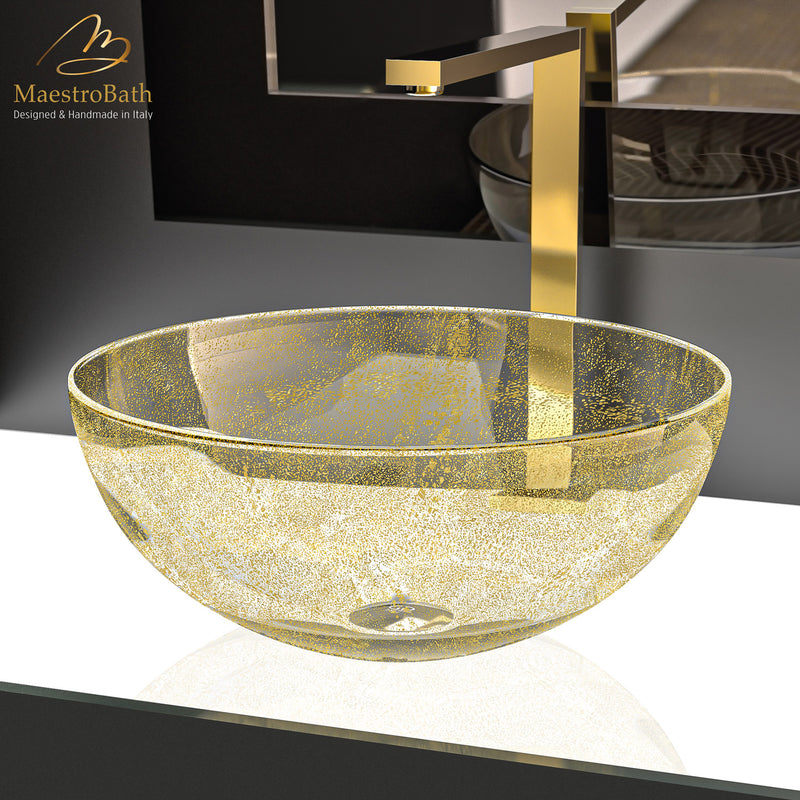 Murano Glass Vessel Sink In Laguna Gold