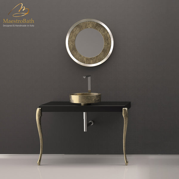 Luxury Italian Bathroom Console #color_black and gold