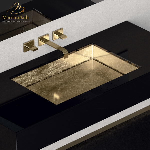 Four Lux Undermount Modern Bathroom Sink #color_gold leaf