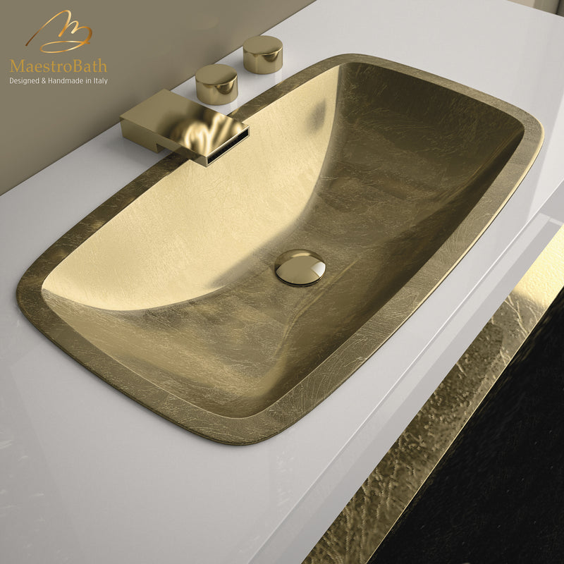 Pert Open Drop-In Bath Sink | Gold Leaf