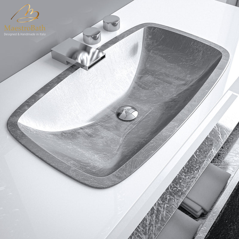 Pert Open Drop-In Bath Sink | Silver Leaf
