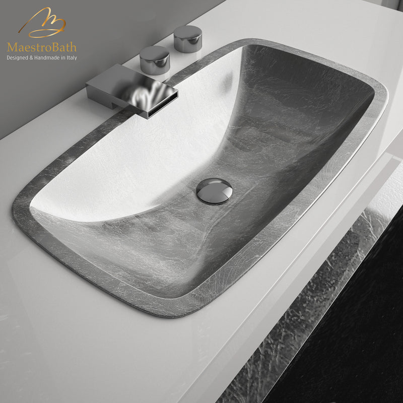 Pert Open Drop-In Bath Sink | Silver Leaf