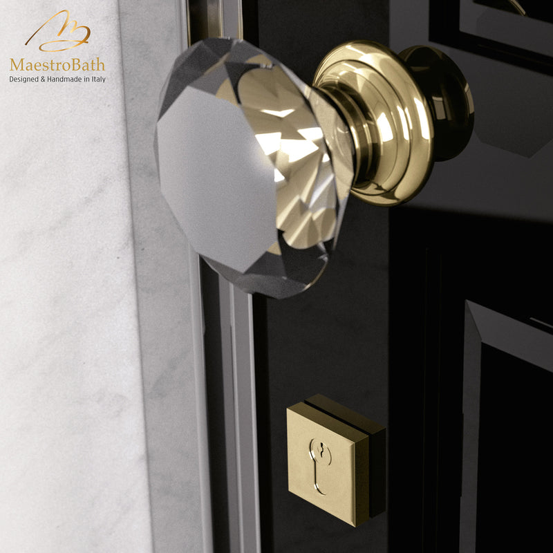Diamond Crystal Door Knob | Clear-Mat/Polished Brass