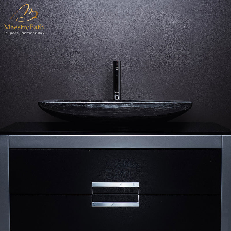 40 inch bathroom vanity with sink | Black and Silver