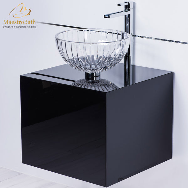 Luxury Italian 20 inch black lacquer vanity sink combo