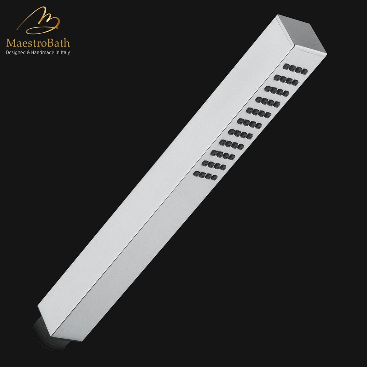 Kuadrat Hand Shower, shown in polished chrome, made of solid brass
