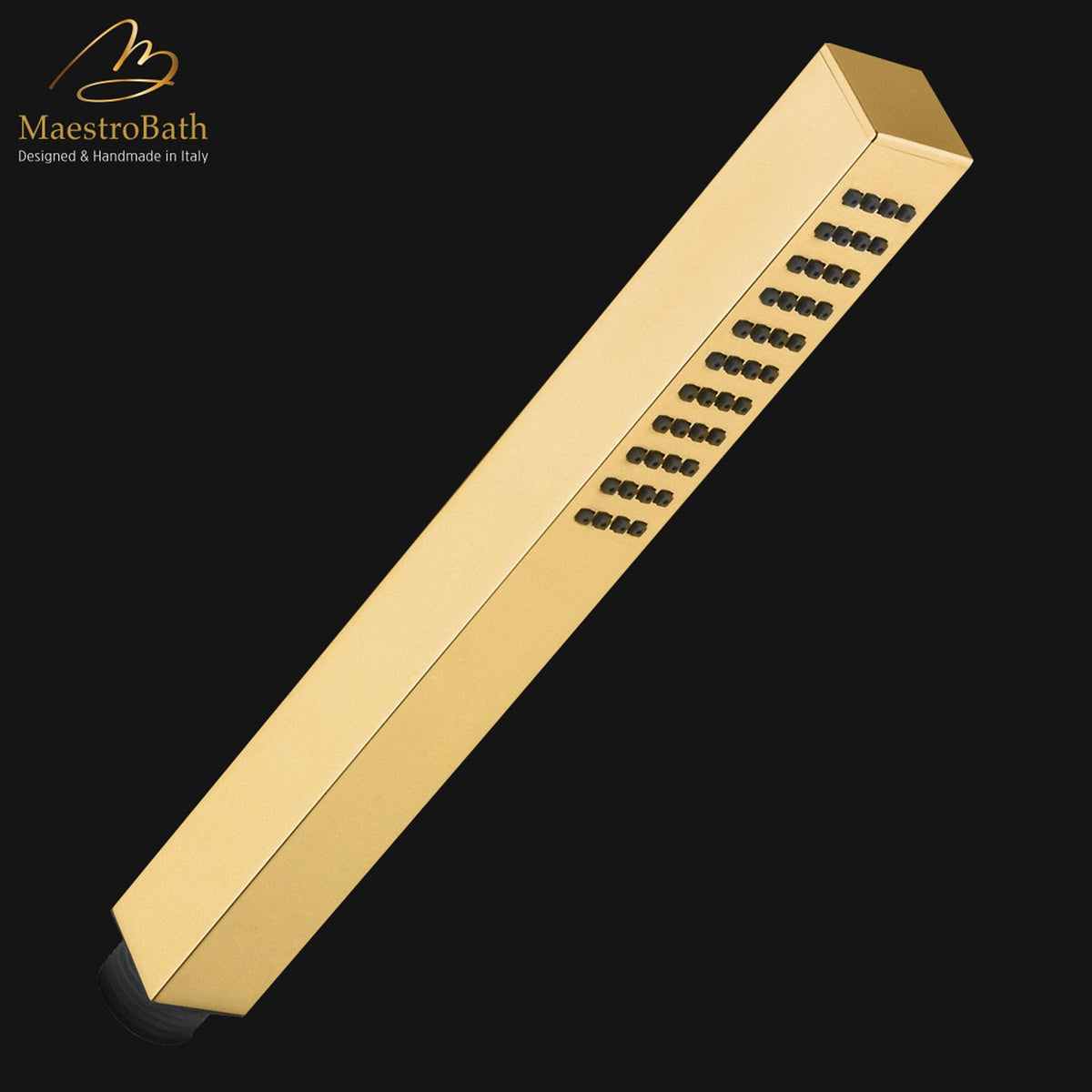 Kuadrat Hand Shower, shown in polished gold, made of solid brass