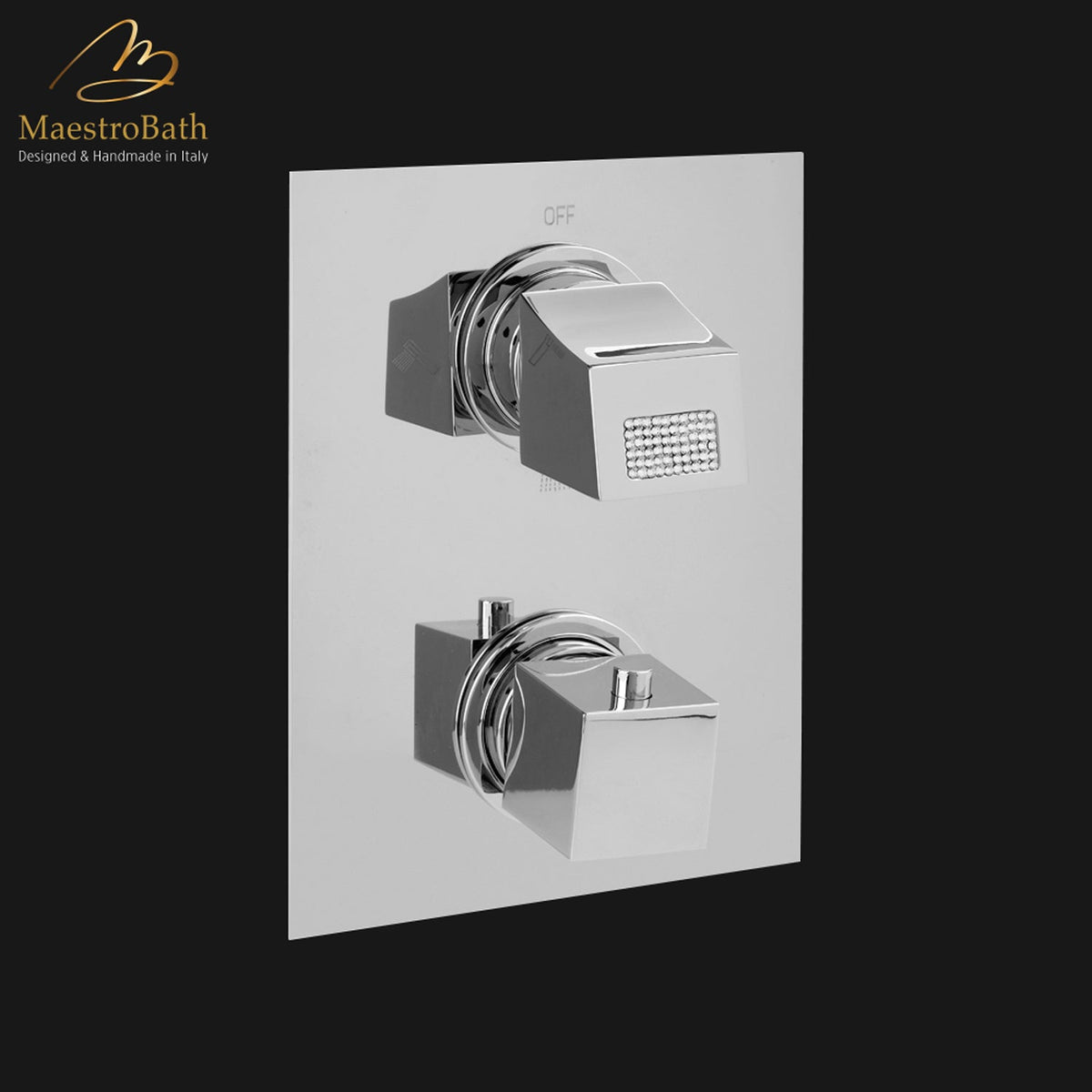 Skip Diamond Thermostatic Concealed Bath and Shower With Diverter 2 Ways, shown in polished chrome, with thermostatic control