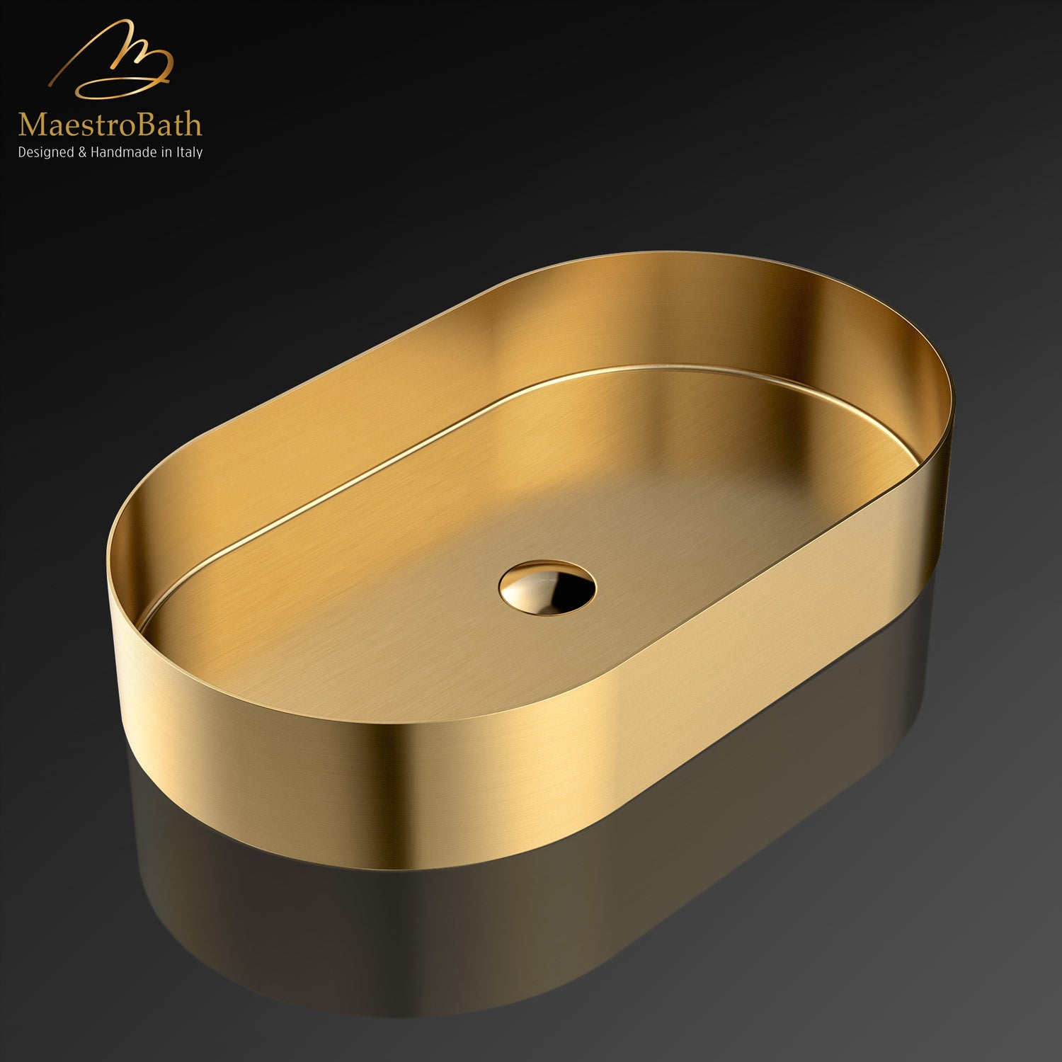 Modern Oval Vessel Sink #color_brushed gold