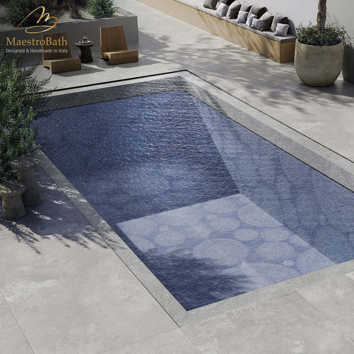 Aegean Luxury Tile, shown in blue, 125.9 inch by 62.9 inch per panel
