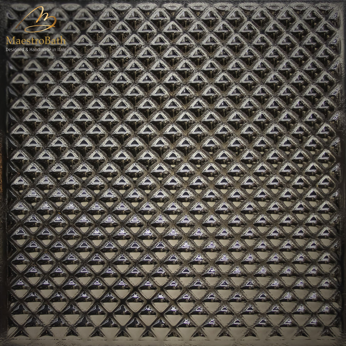 Lucent Luxury Tile, shown in bronze and silver, 23.6 inch by 23.6 inch per panel