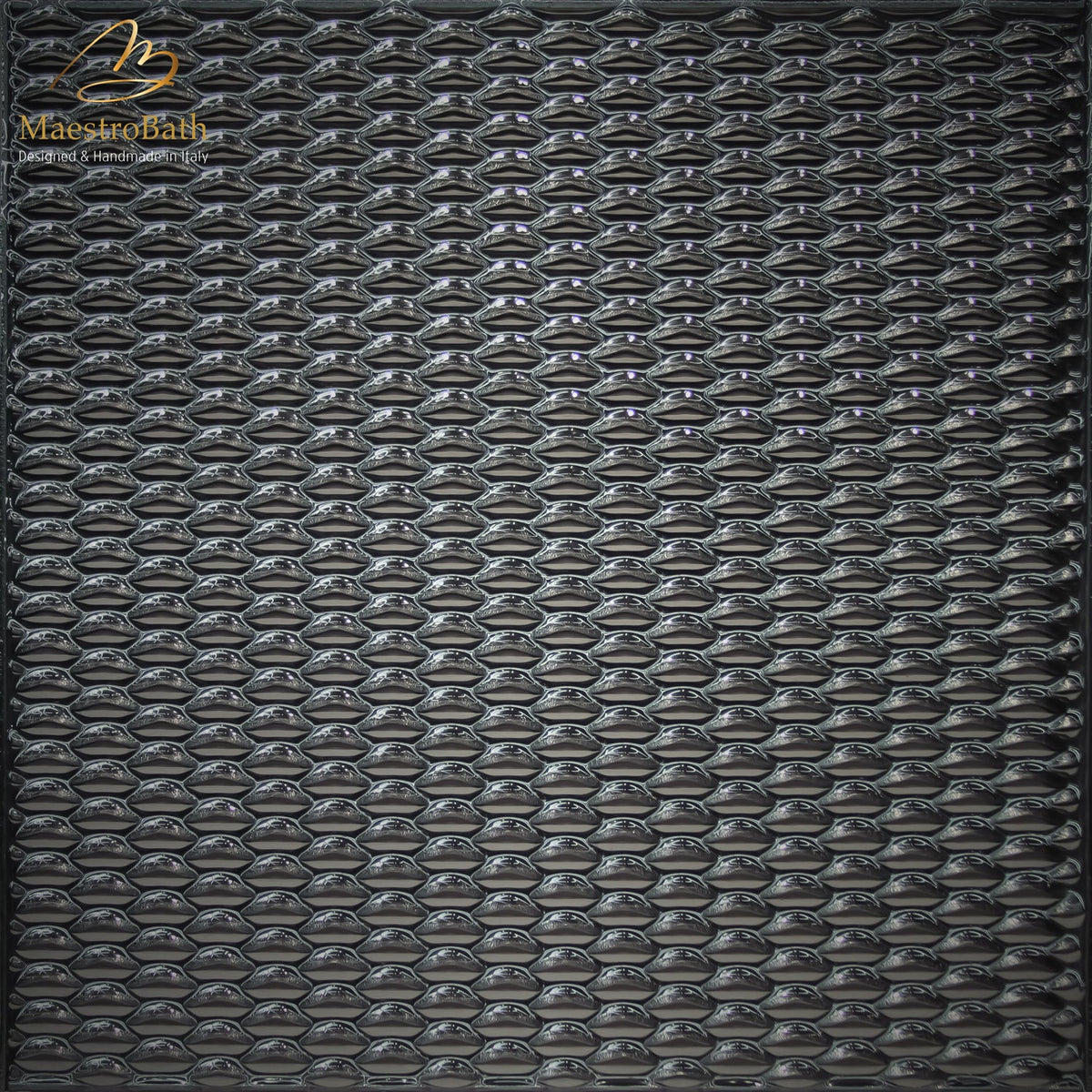 Lucent Luxury Tile, shown in gray-smoke silver, 23.6 inch by 23.6 inch per panel