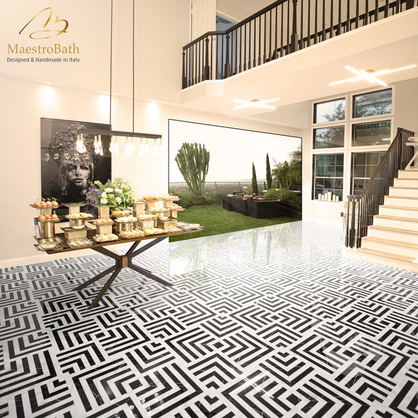 Maze Luxury Tile | Black and White