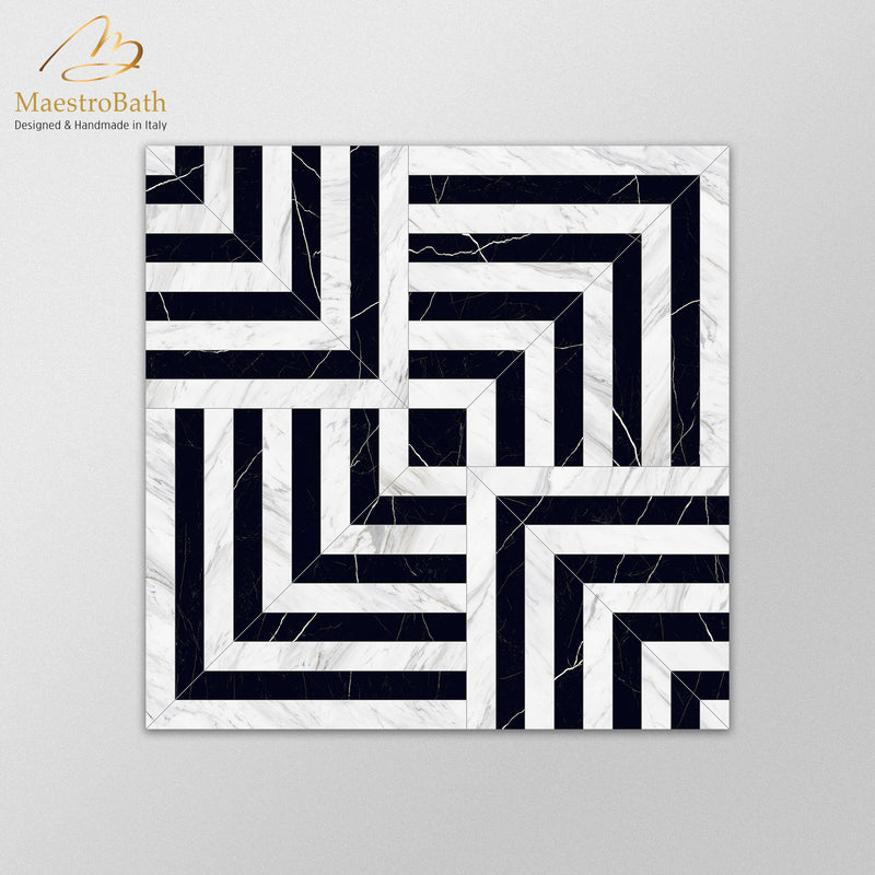 Maze Luxury Tile | Black and White