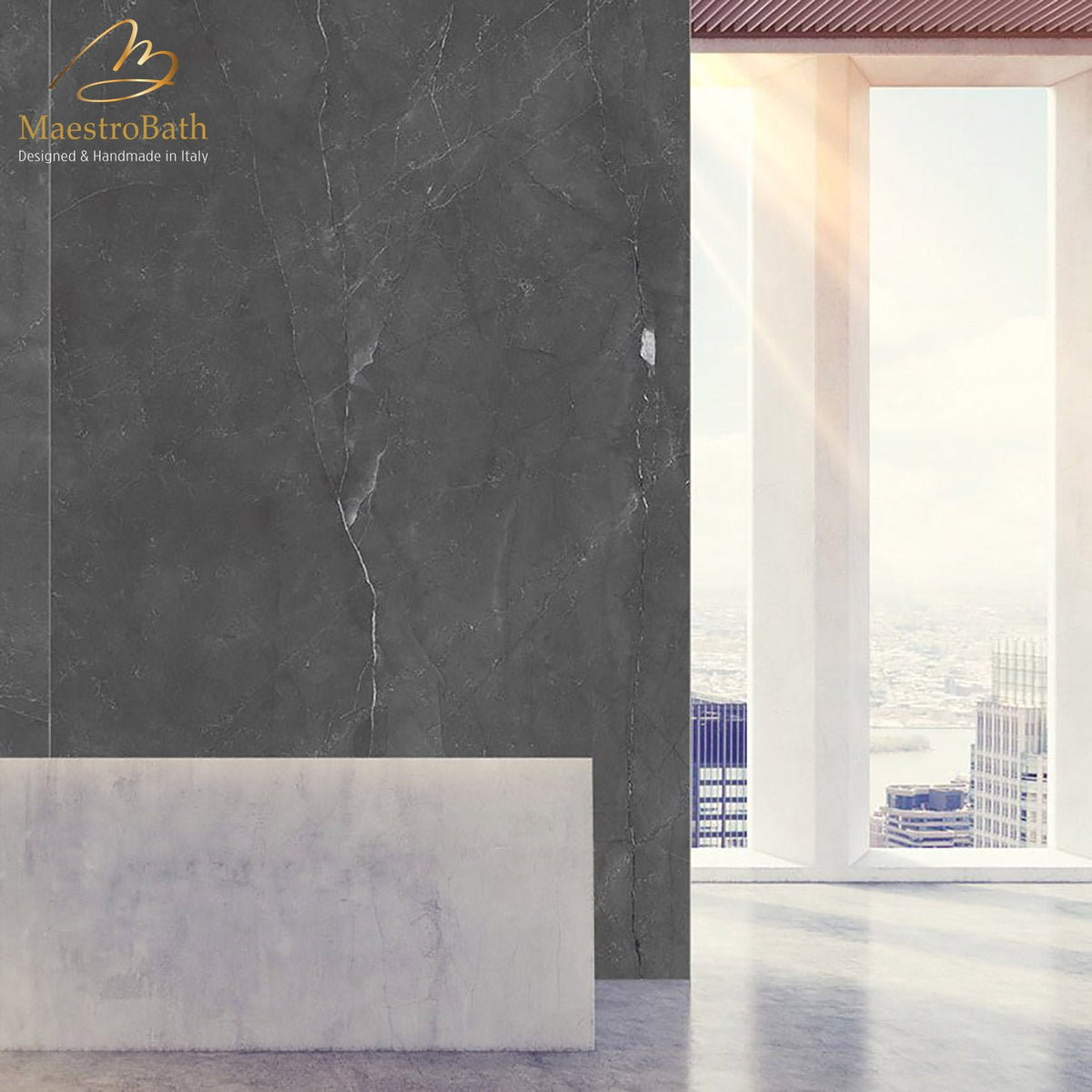 Morocco Luxury Tile, shown in gray, 62.9 inch by 31.4 inch per panel