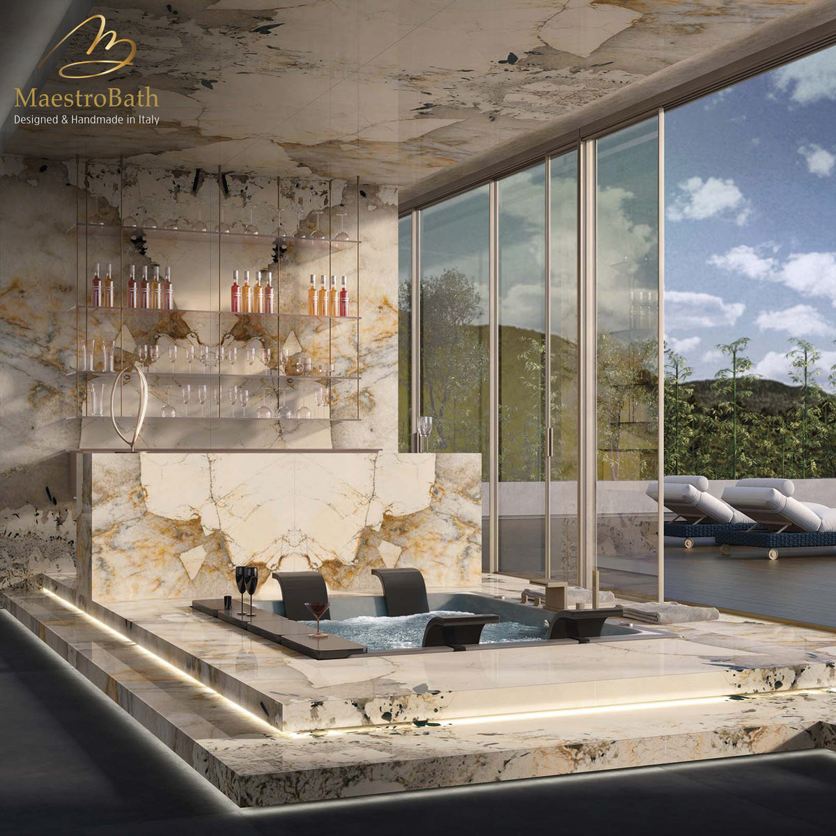 Magellano Luxury Tile, shown in cream, 110.2 inch by 47.2 inch per panel