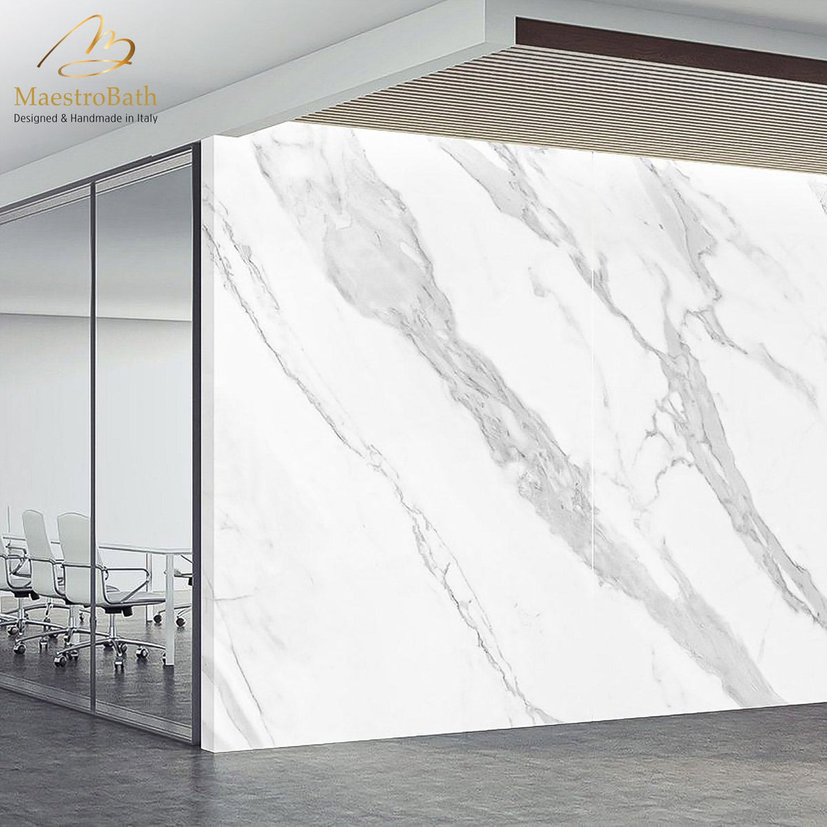 Polar Luxury Tile, shown in white, 62.9 inch by 31.4 inch per panel
