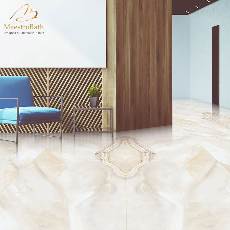Pearl Luxury Tile | White and Gold